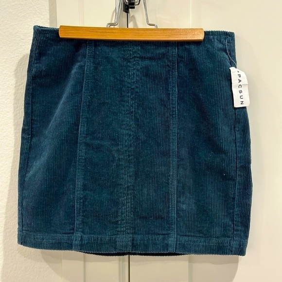 NWT PacSun Corduroy Mini Skirt Size 27 Teal Boho Festival Classic Minimal Chic - Picture 5 of 12